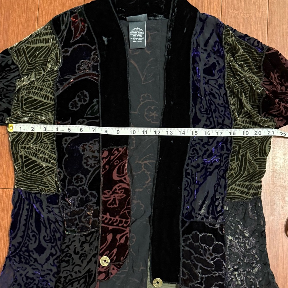 Dressbarn Multicolor Silk Blend Burnout Velvet Cardigan - Picture 5 of 8